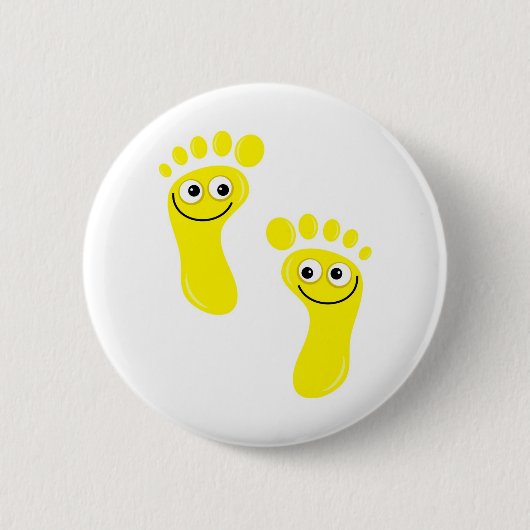 Glückliche gelbe Füße Button (Vorderseite)