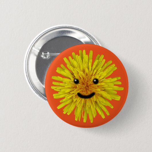 Glückliche gelbe Sommer-Löwenzahn-Blume auf Button (Vorne & Hinten)