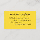 Glückliche gelbe Sonnenblumen Visitenkarte (Rückseite)