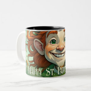 Glückliche Gesichter am St. Patrick's Day Zweifarbige Tasse