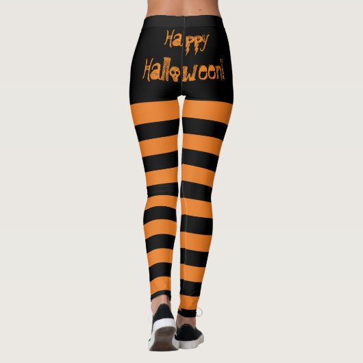 Glückliche gestreifte Leggings Halloweens (Rückseite)
