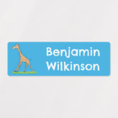 Glückliche Giraffe mit Schmetterling-Cartoon perso Etiketten (Design 2)