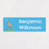 Glückliche Giraffe mit Schmetterling-Cartoon perso Etiketten (Design 1)