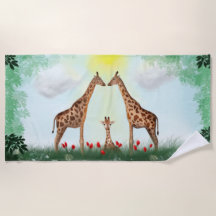 Glückliche Giraffenfamilie in der Natur - Glücklic