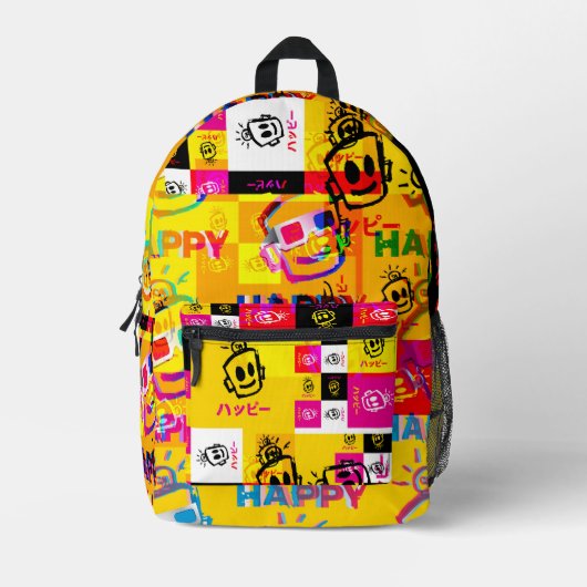 GLÜCKLICHE GLITCH-Rucksack Bedruckter Rucksack (Vorderseite)