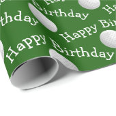 Glückliche Golfbälle zum Geburtstag Geschenkpapier (Rolleneckpunkt)