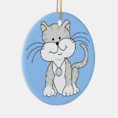 Glückliche graue Miezekatze Keramik Ornament (Rechts)