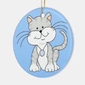 Glückliche graue Miezekatze Keramik Ornament (Links)