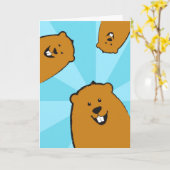 Glückliche Groundhog Tagesillustrierte Gruß-Karte Karte (Gelbe Blume)