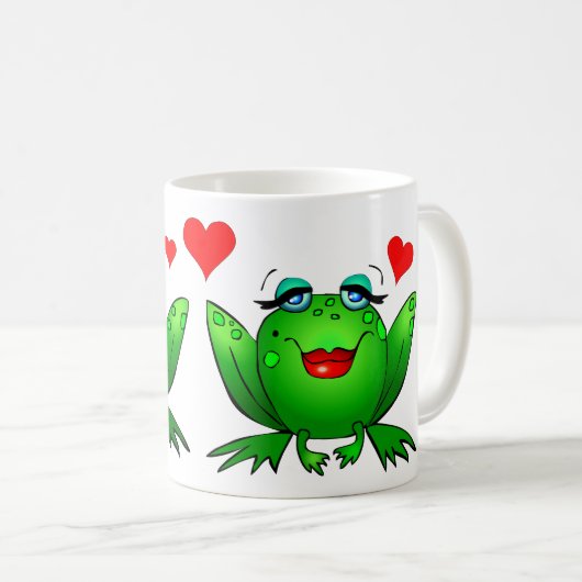 Glückliche grüne Frosch-niedliche Cartoon-Tiere Kaffeetasse (VorderseiteRechts)