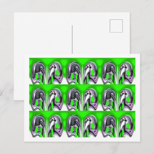 Glückliche grüne Kunst Postkarte (Vorne/Hinten)