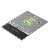 Glückliche grüne Roboter-u. Metallfrühlinge Notizblock (Linke Seite)