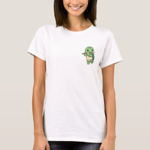 Glückliche Grüne Schildkröte Spielt Holzflöteninst T-Shirt