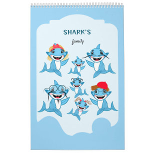 Glückliche Haifamilie Kalender