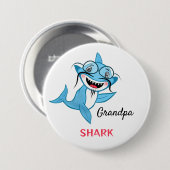 Glückliche Haifamilie Opa Shark Button (Vorne & Hinten)