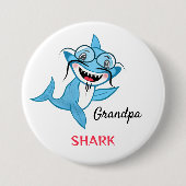 Glückliche Haifamilie Opa Shark Button (Vorderseite)