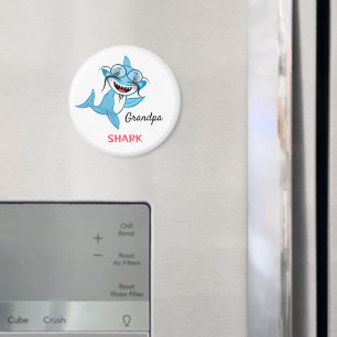Glückliche Haifamilie Opa Shark Magnet