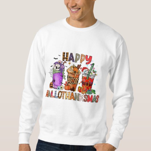 Glückliche Hallothanksmas Halloween-Kaffeetasse Da Sweatshirt (Vorderseite)
