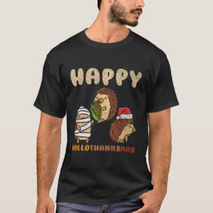 Glückliche Hallothanksmas-Igel T-Shirt