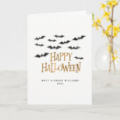 Glückliche Halloween-Aquarellbats Karte (Gelbe Blume)