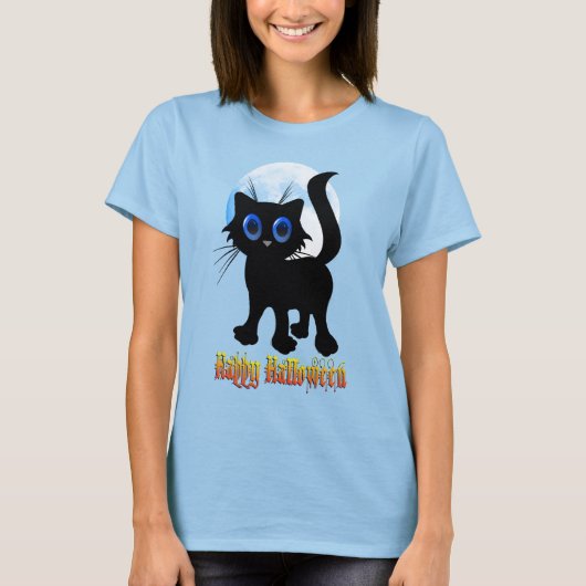 Glückliche Halloween Black Kitten Shirts (Vorderseite)