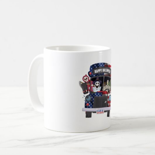 glückliche halloween bus Shirt Party Menschen Kaffeetasse (Vorderseite Links)