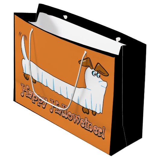 Glückliche Halloween-Dackel Große Geschenktüte (Vorderseite Schrägansicht)