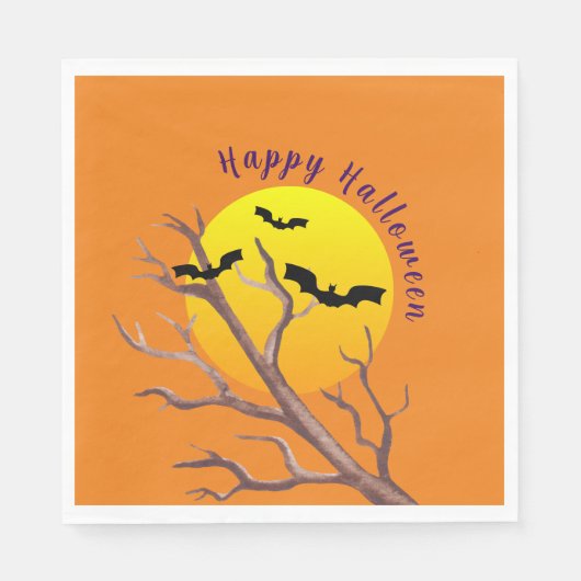 Glückliche Halloween-Fledermäuse und das Mondpapie Serviette (Vorderseite)