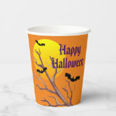 Glückliche Halloween-Fledermäuse und der Mondpapie Pappbecher (Rückseite)