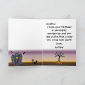 Glückliche Halloween-Geburtstags-Gruß-Karte Karte (Innenseite)