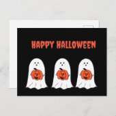 Glückliche Halloween-Geister mit Jack-o-Lanterns Postkarte (Vorne/Hinten)
