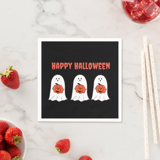 Glückliche Halloween-Geister mit Jack-o-Lanterns Serviette (Beispiel)