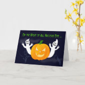 Glückliche Halloween-Geister und Kürbisgeburtskart Karte (Gelbe Blume)