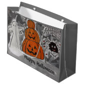 Glückliche Halloween-Geschenktasche Große Geschenktüte (Vorderseite Schrägansicht)