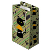 Glückliche Halloween-Geschenktasche, Schwarze Katz Kleine Geschenktüte (Vorderseite Schrägansicht)