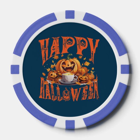 Glückliche Halloween Gruppe glücklicher Jack-O-Lan Pokerchips (Vorderseite)