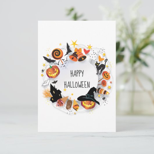 Glückliche Halloween-Grußkarte (Stehend Vorderseite)