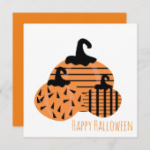 Glückliche Halloween-Grußkarte | Geo Pumpkins Dankeskarte (Vorne/Hinten)