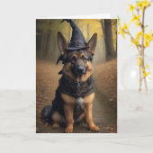 Glückliche Halloween-Grußkarte (Hund) Karte (Gelbe Blume)