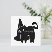 Glückliche Halloween-Grußkarte | Schwarze Katze Dankeskarte (Stehend Vorderseite)