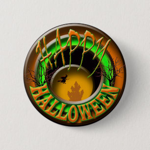 Glückliche Halloween-Hexe Button