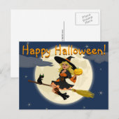 Glückliche Halloween-Hexe-Postkarte Postkarte (Vorne/Hinten)