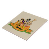 Glückliche Halloween-Hunde im Kürbis Fliese (Seite)