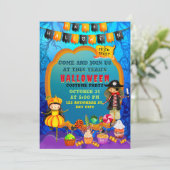 Glückliche Halloween-Kostümkinder Party-Feier Einladung (Stehend Vorderseite)