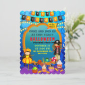 Glückliche Halloween-Kostümkinder Party-Feier Einladung (Stehend Vorderseite)