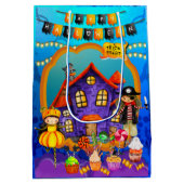 Glückliche Halloween-Kostümkinder Party-Feier Mittlere Geschenktüte (Rückseite)