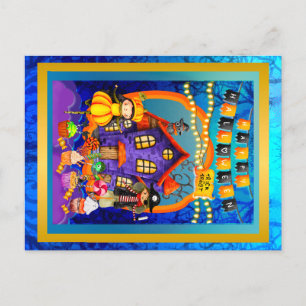 Glückliche Halloween-Kostümkinder Party-Feier Postkarte