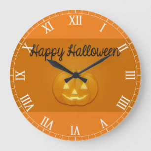 Glückliche Halloween-Kürbislaterne Große Wanduhr