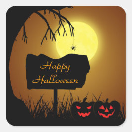 Glückliche Halloween-Kürbislaterne Pumpkins Quadratischer Aufkleber