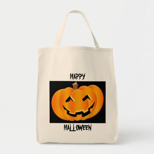 Glückliche Halloween-Kürbistrick- oder Tragetasche (Vorne)